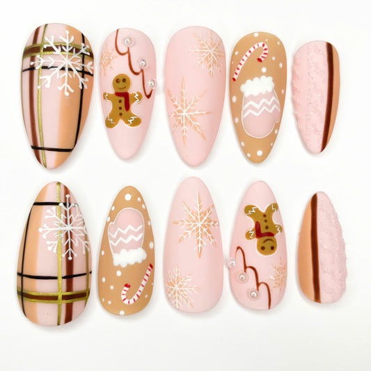 Cute Gingerbread Christmas Nails DISCOUNT 40%