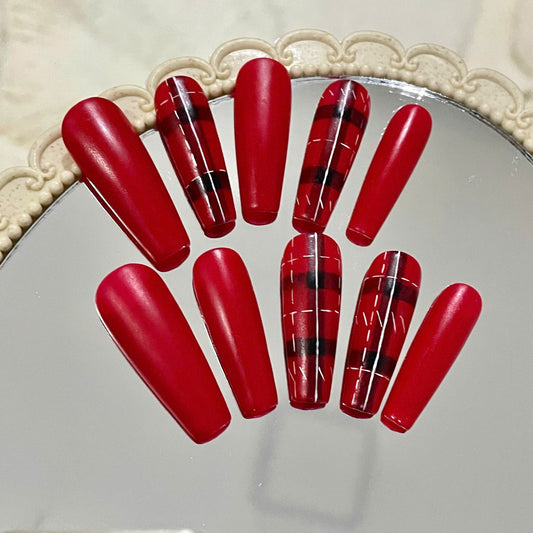 Red Buffalo Plaid Xmas Nails DISCOUNT 40%