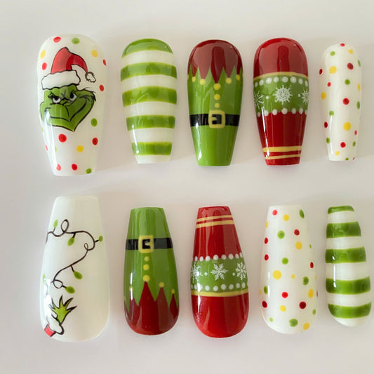 The Grinch Christmas Nails DISCOUNT 40%